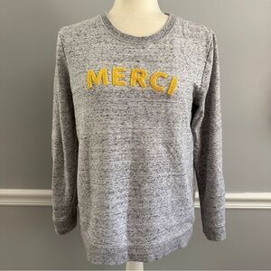 Talbots gray with yellow Merci pullover size PM